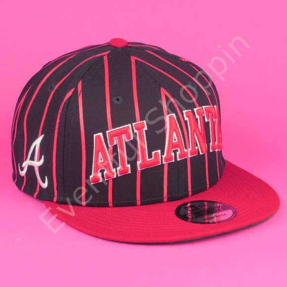New Era Atlanta Braves Hat Mens OS Blue Snapback Striped Retro Y2K New - Picture 1 of 15